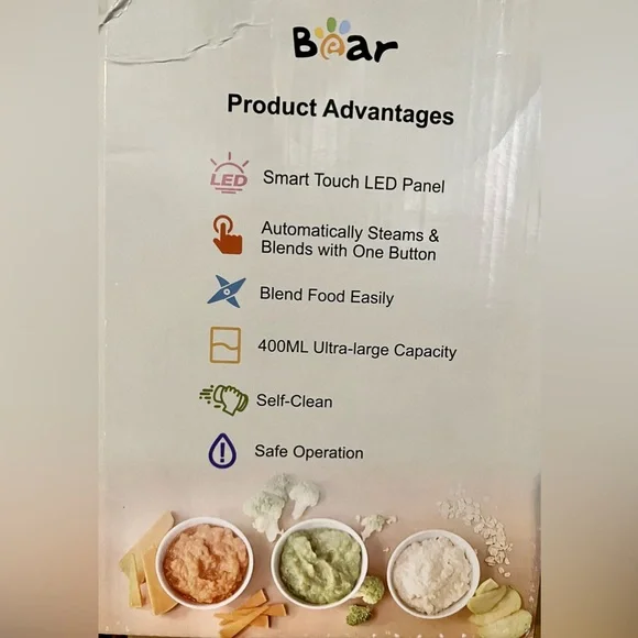NIB Bear Baby Food Maker Steams & Blends Self Clean NEW IN BOX - Picture 2 of 11